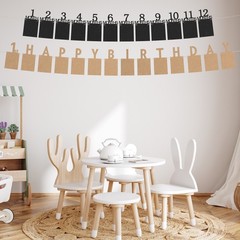 14PCS 30th Birthday Photo Banner Decorations from 1 to 12 Months Kraft Paper