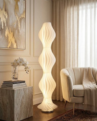 Floor Lamp 65″ Dimmable w/ Remote – Tall White Sculptural Soft Light for Bedroom