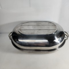 Himark Stainless Steel Oval Roaster Roasting Pan With Lid Rack 18″ X 12.5″