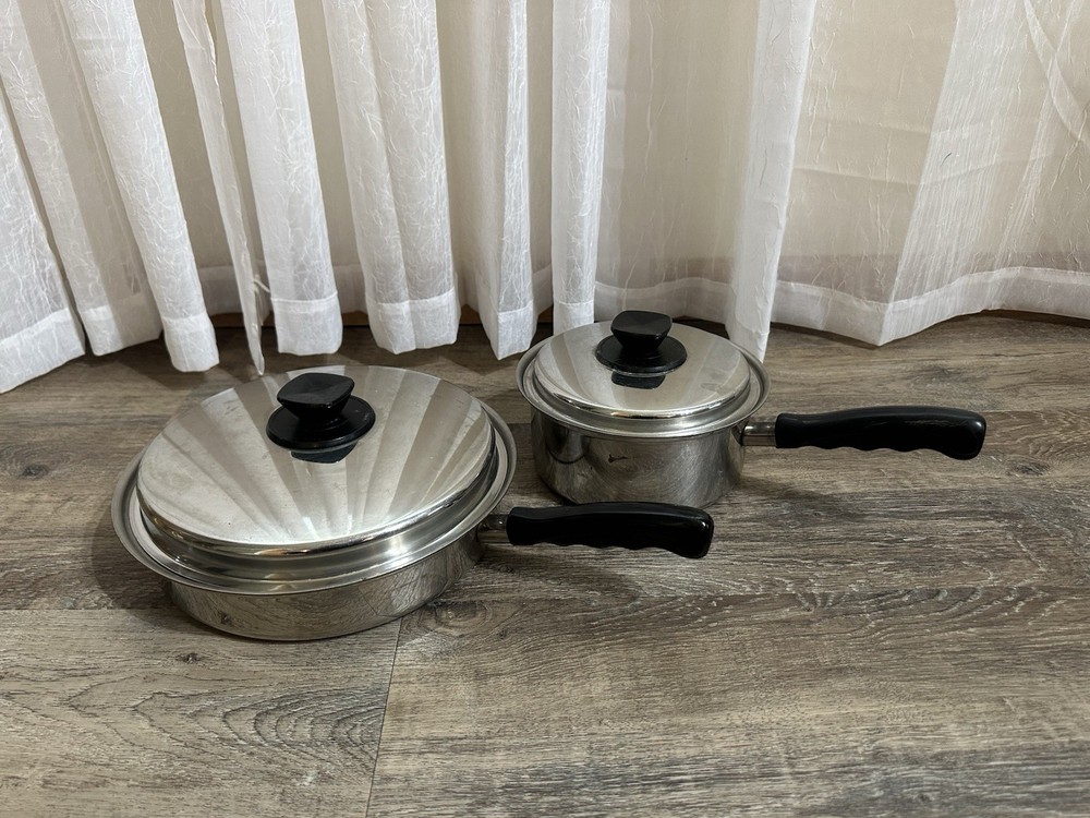 Vintage Vita Craft 3-Ply Stainless Steel Sauté Fry Pan And Saucepan With Lids