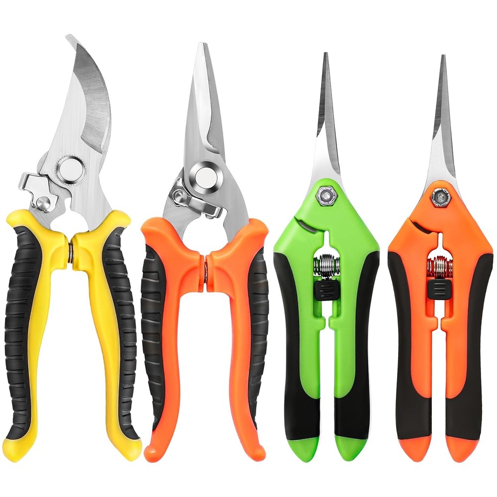 Pruning Shears Garden Scissors 4 Pack Stainless Steel Hand Pruners for Plants