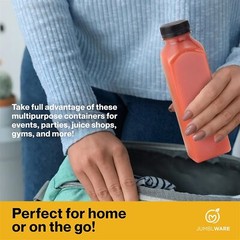 JumblWare 16 fl oz. Clear Plastic Juice Bottles with Caps – 20 Pieces