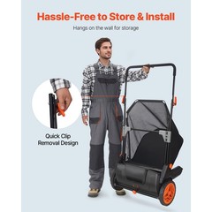 VEVOR Lawn Sweeper Push Leaf Grass Collector 21″ 3.5 Cu. Ft. Capacity Adjustable