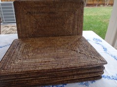 4~Honey Brown Tava Rattan Handwoven Rectangular 18″ x 12 1/2″ Placemats