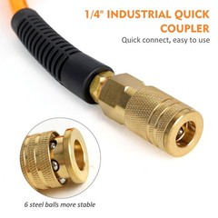 Air Compressor Hose 1/4 Inch x 25 Feet Flexeel Reinforced Polyurethane (PU) A…