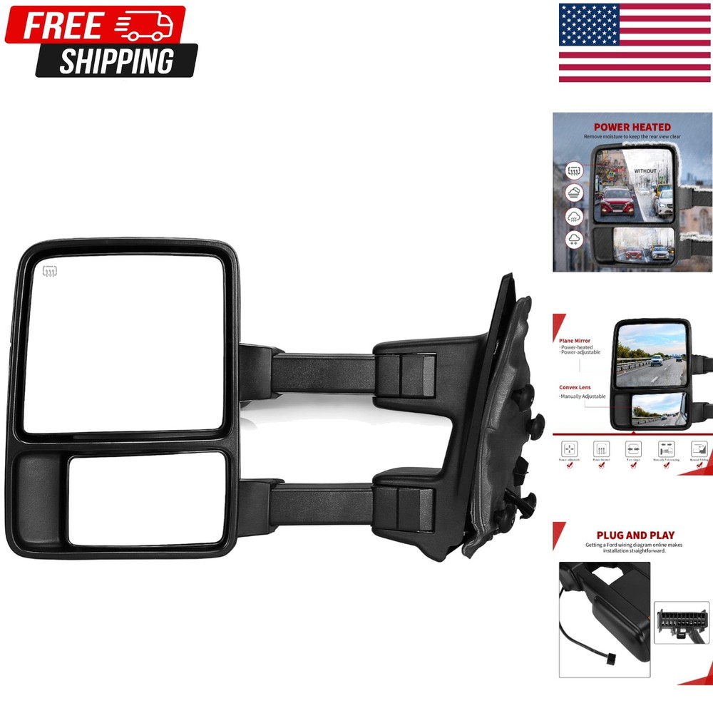 Towing Mirrors Ford F250 F350 F450 F550 2008-2016 Power Extension Black Left …