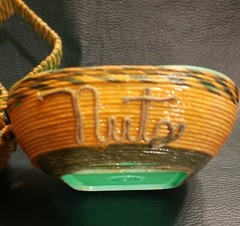 Vtg MCM Green Sweets & Nuts Burrite 300 Bowl, Burroughs Co, Los Angeles, Calif