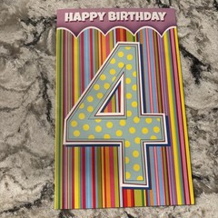 Happy 4th Birthday 4 Years Old Super Fun Day 5”x7.75” Stockwell Greeting Card