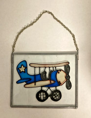 Vintage Biplane Stain Glass Sun Catcher – 4.25 in. x 5.25 in. w/chain