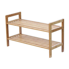 15.5 In. H 8-Pair 2-Tier Brown Bamboo Shoe Rack