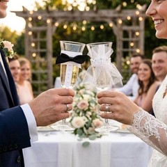 Bride & Groom Toasting Glasses By Studio His & Hers Wedding Decor Hand Wash Only