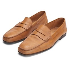 TOD’S Tan Leather Slip-On Driving Shoes Penny Loafers IT 8.5 US 9.5