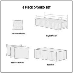 Madison Park 6 Piece Rustic Style Reversible Daybed Cover Set for Guest Room