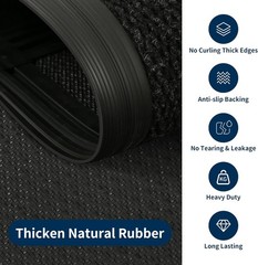 Black Heavy Duty Commercial Entrance Mat Non Slip Beveled Edge Wheelchair Rug