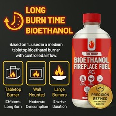 Bio Ethanol Fireplace Fuel (3×1 L) For Tabletop Fires, Stoves,Versatile Clean