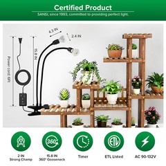 SANSI LED Grow Lights for Indoor Plants Full Spectrum Pot Clip Grow Light USED