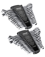 Combination Wrench Set 30 PCS SAE 1/4″ to 1″, Metric 8mm to 24mm Organizer Rack