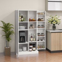 HOMCOM 63″ Kitchen Pantry Cabinet White, Refurbished
