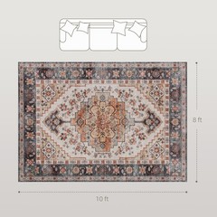 HOMCOM Area Rug 8×10, Machine Washable Rug for Living Room, Tawny Brown