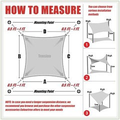 8′ 10′ 12′ Rectangle Square Sun Shade Sail Canopy Fabric Cover Outdoor Patio