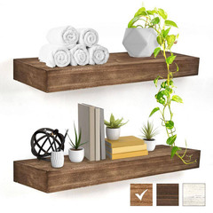 American Art Decor 24.25 In. W X 8.25 In. D Brown MDF Floating Wall Shelf Decora