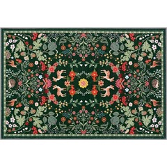 Yinhua Area Rug 5×7 Floral Rugs for Living Room Green Washable Rug Non Slip S…