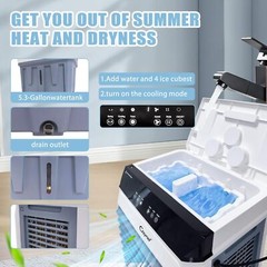 Evaporative Swamp Cooler w/ 5.3 Gallon Water Tank Cooling Tower Fan for Outdoor