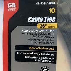 GB 45-536UVBSP Heavy Duty Cable Tie, 10.3 in, 6/6 Nylon, Black, 36 in L