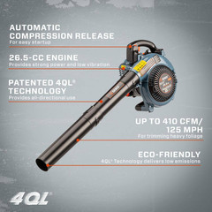 125 MPH 410 CFM 26.5 Cc Gas 4-Cycle Handheld Blower