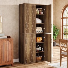 75″ Tall Narrow Storage Cabinet, Farmhouse Pantry Utility Cabinet for Kitchen