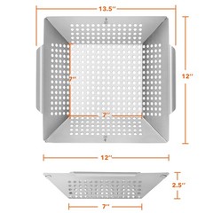 Vegetable Grill Basket – Stainless Steel Barbecue Wok Pan Tray for Grilling