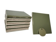 Avocado Green Ceramic Tile Shower Backsplash 4.25 in Subway Mid Century Modern
