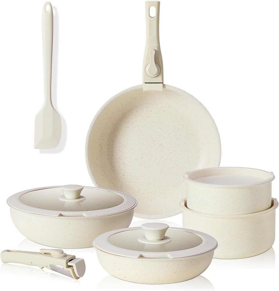 Nonstick Kitchen Cookware Set 12 Pcs Pots and Pans Set with Detachable Handle