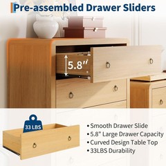 47″ Tall Wooden Chest of Drawers, 5-Drawer Dresser Living Room Organizer Cabinet