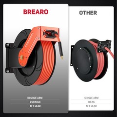 Retractable Air Hose Reel 3/8 IN x 65 FT Hybrid Enclosed Air Hose 300 PSI
