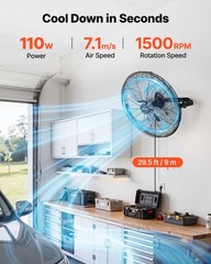 VEVOR 18 in Wall Mount Fan 2 Pack 3 Speed Long Airflow Industry Garage Workshop