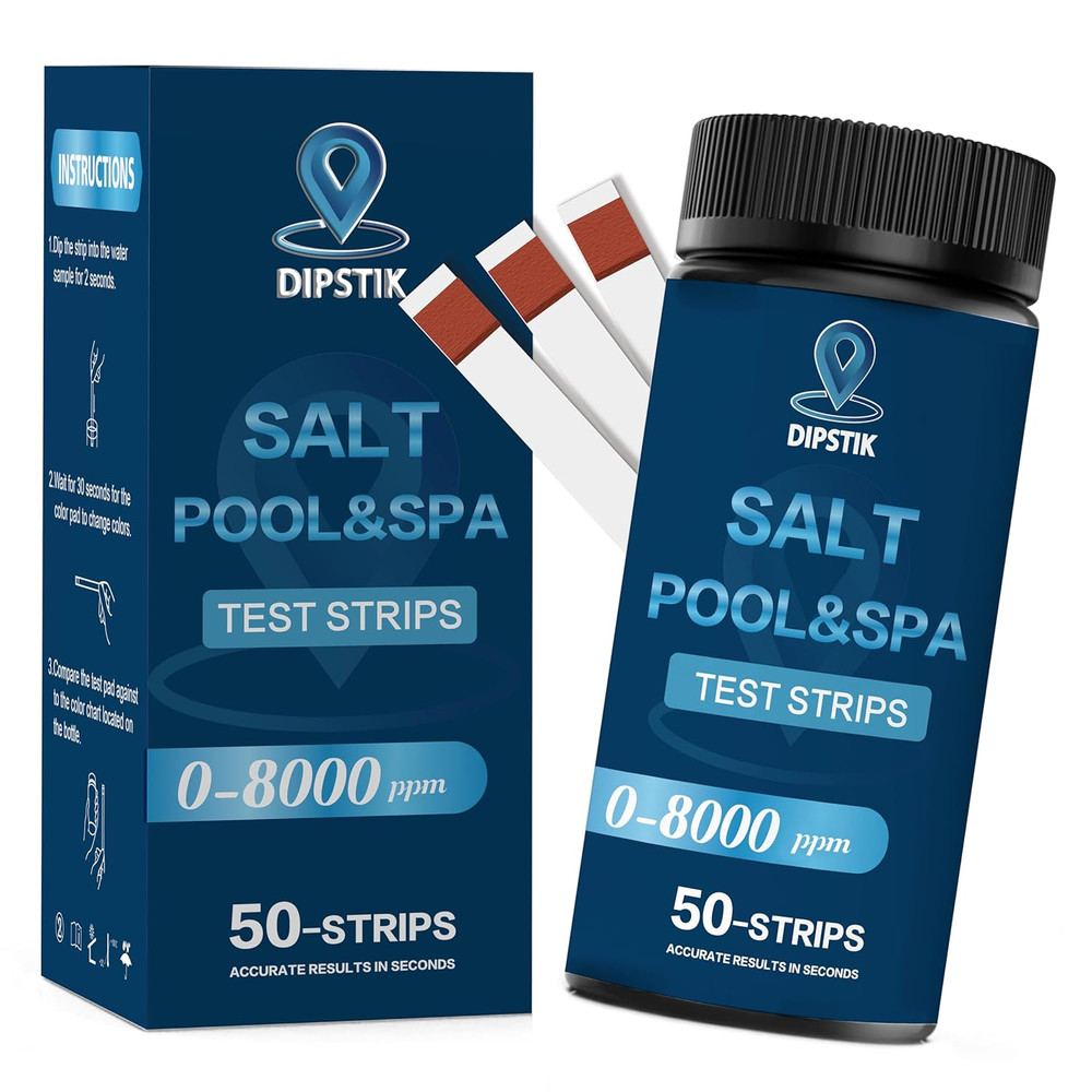 Saltwater Pool Test Strips 0-8000 Ppm Salt Test Strips Kit for Sodium Chloride