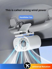Car Clip on Fan with LED Display – 360° Rotation, 100 Speeds Adjustable（Beige）