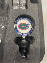 UF University Of Florida Gators 26 Oz Faux Leather Decanter Set W Stones Tongs