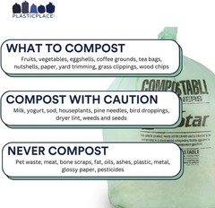 Plasticplace 20-30 Gallon Clear Compostable Trash Bags, 1.0 Mil, (75 Count)