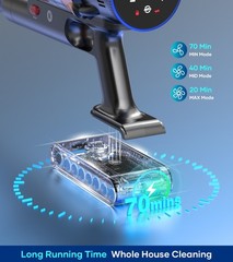 Cordless Vacuum Cleaner 65KPa 550W 75min Runtime Stick Carpet Floor Cleaner
