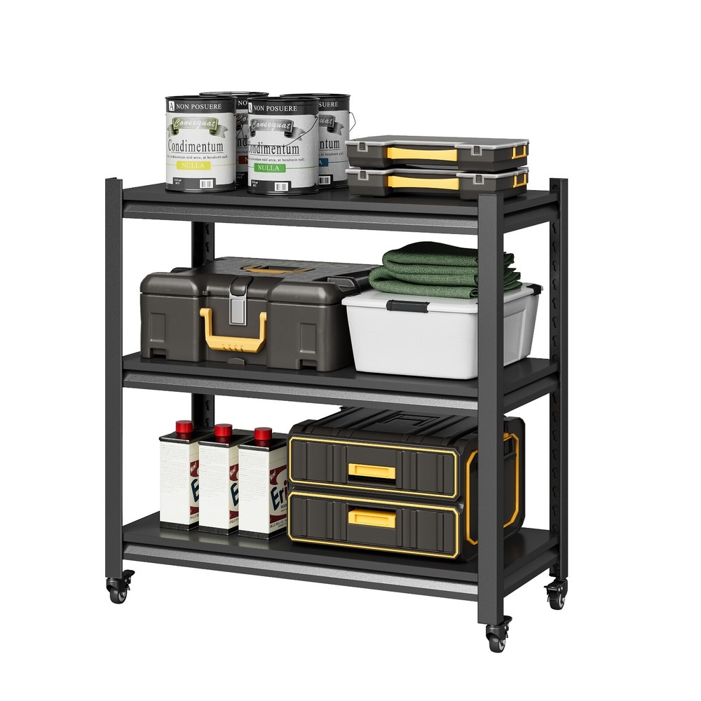 3-Tier Heavy Duty Metal Shelving Unit Garage Shelves Utility Rack Adjustable