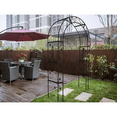 98.4 In. X 58 In. X 19 In. Black Outdoor Metal Garden Arbor Plant Climbing Trell