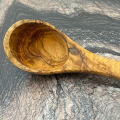 10″ Olive Wood Ladle Handmade in Tunisia, Gorgeous Unique Wood Characteristics
