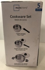 Mainstays 5 Piece Cookware Set Stainless Steel 2 Saucepans, 1 Dutch Oven, 2 Lids
