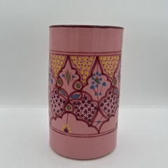 Unique Le Souk Ceramique Malika Tunisia Pink Green Blue Cylinder Utensil Holder