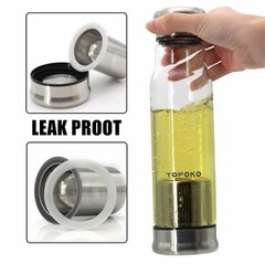 2 pcs 18.5Oz Glass Tea Infuser Travel Mug &Strainer Nylon Black Grey Sleeves