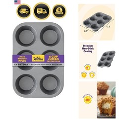 Jumbo Muffin Pan 6 Cup Non Stick Oven Safe for Big Muffins Cupcakes
