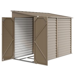 4.6′ x 9′ Metal Outdoor Storage Shed with Lockable Doors, Brown