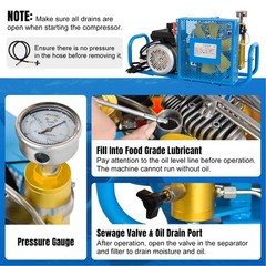 12L 110V 4500Psi Air Compressor 1.5KW 2HP For Scuba PCP Paintball Tank Refill